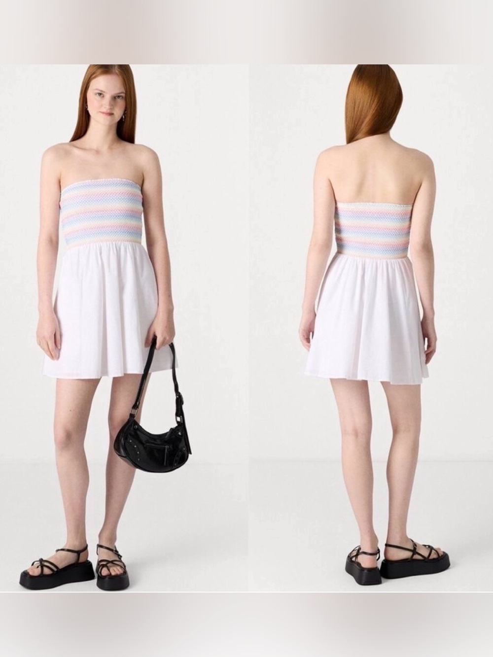 ABERCROMBIE&FITCH Brand
White Rainbow Strapless Tube Tank Top Dress with Pockets